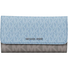 Michael Kors Jet Set Travel Signature Logo Tri Fold Wallet - Lt Sky Mlt