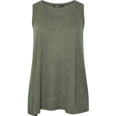 Green Tank Tops Yours Curve Linen Vest Top - Khaki Green