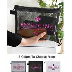 White Cosmetic Bags Shein Mesh Cosmetic Bag With Medicine - Portable