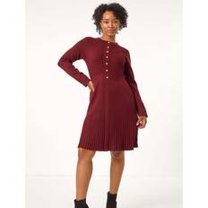 Roman Petite Pearl Button Knitted Dress - Wine