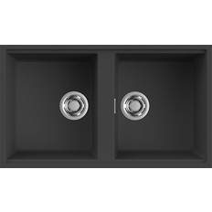 Lavelli di dimensioni standard Elleci Lavello Incasso 2 Vasche 83,6 x 48,8 Best 450 Sottotop Granitek Antracite LGB45059BSO