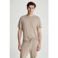 H&M Herr Underkläder H&M Trikåpyjamas Med T-shirt Och Shorts - Beige