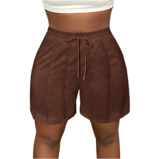 Shein Slaydiva Summer Casual Sports Front Toothpick Pleat Design Five-Quarter Pants - Light Gray