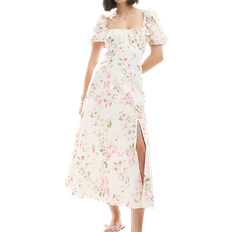 New Look Puff Sleeve Milkmaid Midi Dress - White