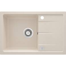 Hill Ceramic Granit Diskbänk Leda Beige Matt 67 x 44 cm med Vattenlås