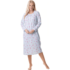 Camille Cotton Long Sleeve Nightdress - Blue