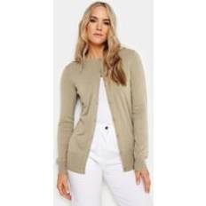 LTS Tall Beige Brown Button Down Knit Cardigan - Beige/Brown
