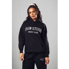 boohoo Womens DSGN Studio Applique Oversized Hoodie - Black