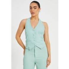 Green - Women Vests Quiz Petite Woven Waistcoat - Light Green