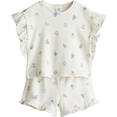 H&M 2-Delat Frottéset Med Tryckt Mönster - Vit/Blommig