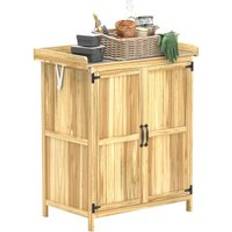 OutSunny Wood Sheds OutSunny Wooden Garden Storage Shed with Hinged Roof and Shelf (Building Area )