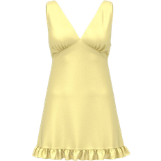PINK Summer Fling Satin Ruffle Dress - Mellow Yellow