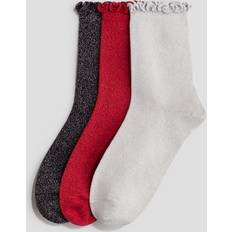 Grey Socks H&M Girls 3-Pack Overlock-Detail Socks - Grey
