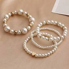 Jewellery Sets on sale Shein Bohemian Style Faux Pearl Bead Bracelet Set - Minimalist
