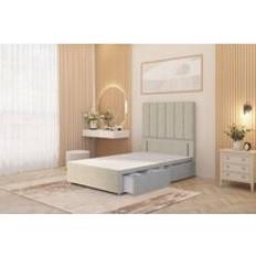 Natural Bed Packages Somnior Austin Divan Base 2 Drawers 54 Floor Standing Headboard Tweed Fabric - Natural - Super King