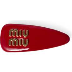 Hair Clips Miu Miu Leather Logo Hair Clip - Red