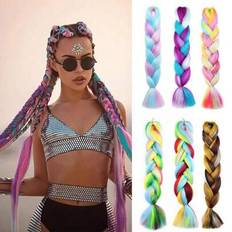 Hair Wefts Shein Jumbo Braiding Hair Rainbow Colors Extensions Fiber Mix