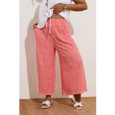 Yours Curve Red Gingham Crinkle Midaxi Culottes