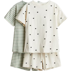 H&M Cotton Pyjamas 2-pack - Cream/Striped (1272043002)