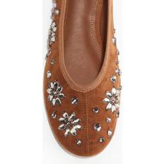 H&M Rhinestone Embellished Ballet Flats - Beige