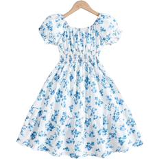 Shein Tween Girl Floral Print Puff Sleeve Dress