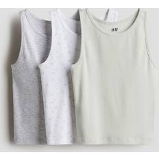 Cotton Tank Tops Children's Clothing H&M Girls Turquoise 3-Pack Cotton Vest Tops - Turquoise