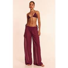 Röda Saronger & Kimonos PrettyLittleThing Pinstripe Chiffon Beach Trousers - Red