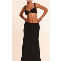 PrettyLittleThing Linen Look Tiered Maxi Beach Skirt - Black