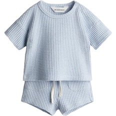 6-9M Other Sets H&M Waffle Textured Cotton Two Piece Suit - Light Blue (1275157002)