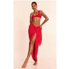 Röda Saronger & Kimonos PrettyLittleThing Red Linen Look Rectangle Sarong