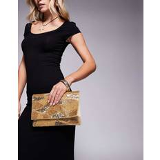 True Decadence Sequin Pattern Envelope Clutch Bag - Gold