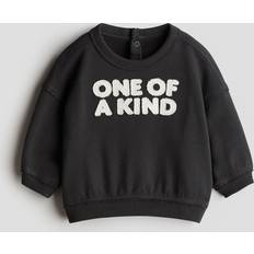 Gråa Sweatshirts H&M One Of A Kind Sweatshirt Med Motiv - Mörkgrå