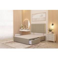 Somnior Alexas 2 Draw Divan Bed Base with Headboard Linen Fabric - Beige Double