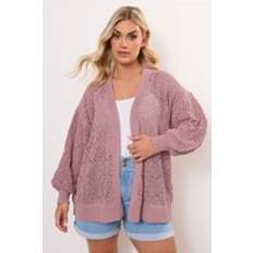 Pink Cardigans Yours Balloon Sleeve Knitted Cardigan - Pink