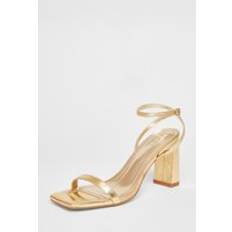 Women Heels & Pumps Quiz Gold Barely There Block Heels - Gold