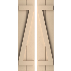 Windows Ekena Millwork 11 W x 60 H Rustic Two Board and Batten Z-Bar Exterior Shutters 2 Pack in Brown Window Shutter