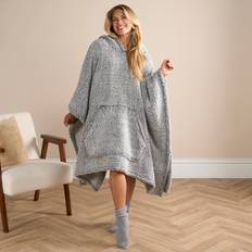 Capes & Ponchos OHS Adults Teddy Marl Poncho - Charcoal - Grey