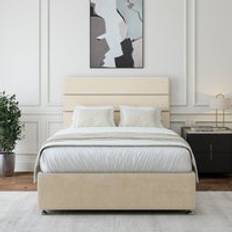 Natural Beds Bedmaster Luxury Velvet 2 Drawer Divan Base And Lined Headboard - Natural - Single Continental Bed