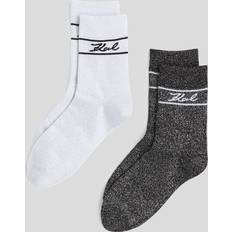Karl Lagerfeld Strumpor Karl Lagerfeld Signature Shimmer Socks 2-pack - Cannoli Cream-Black