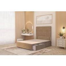 Built-in Storages Continental Beds Somnior Eleanor Divan Base 4 Drawers 54 Floor Standing Headboard Plush Velvet - Beige - King Continental Bed