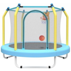 Trampolines Streamdale Furniture 55-Inch Trampoline for Kids Indoor and Outdoor Small Toddler Trampoline with Basketball Hoop