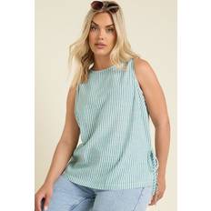 Yours Curve Women's Plus Size Stripe Tie Side Linen Vest Top