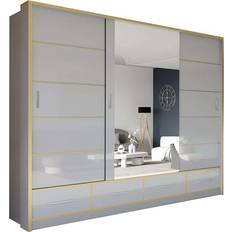 Brayden Studio Bayardo 3 Door Gray Wardrobe 253x220cm