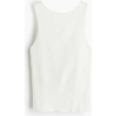 White Tank Tops H&M Rib Knit Cross Back Vest Top - White
