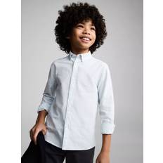 Turquoise Shirts Children's Clothing Mango Kids' Stripe Long Sleeve Oxford Shirt - Turquoise