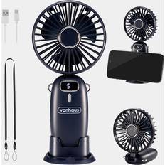 Battery Hand Held Fans VonHaus Rechargeable Handheld Fan Navy