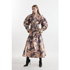 Florals Coats Karen Millen Metallic Tailored Trench Maxi Coat - Floral