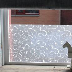 White Self-adhesive Decorations East Urban Home 67.5 cm x 1.5m Roll Scroll Flower 150 cm x 67.5 cm W Window Film