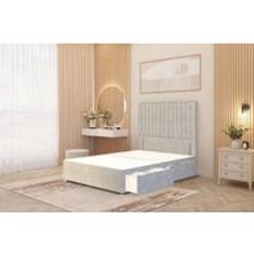 Built-in Storages Continental Beds Somnior Eleanor Divan Base 4 Drawers 54 Floor Standing Headboard Plush Velvet Continental Bed