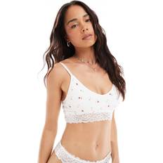 New Look Knickers New Look Strawberry Print Seamless Lace Top Thong - White